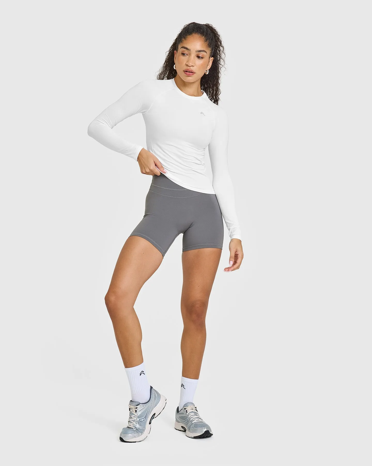 Go To Seamless Fitted Long Sleeve Top | White