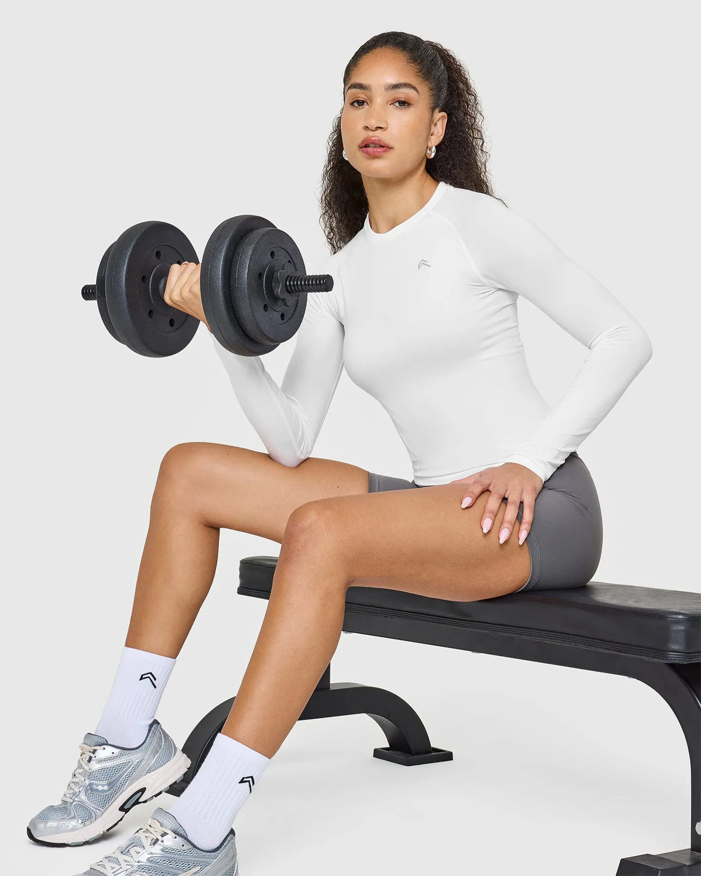 Go To Seamless Fitted Long Sleeve Top | White