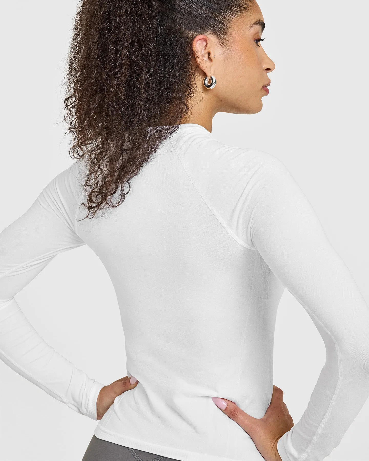 Go To Seamless Fitted Long Sleeve Top | White