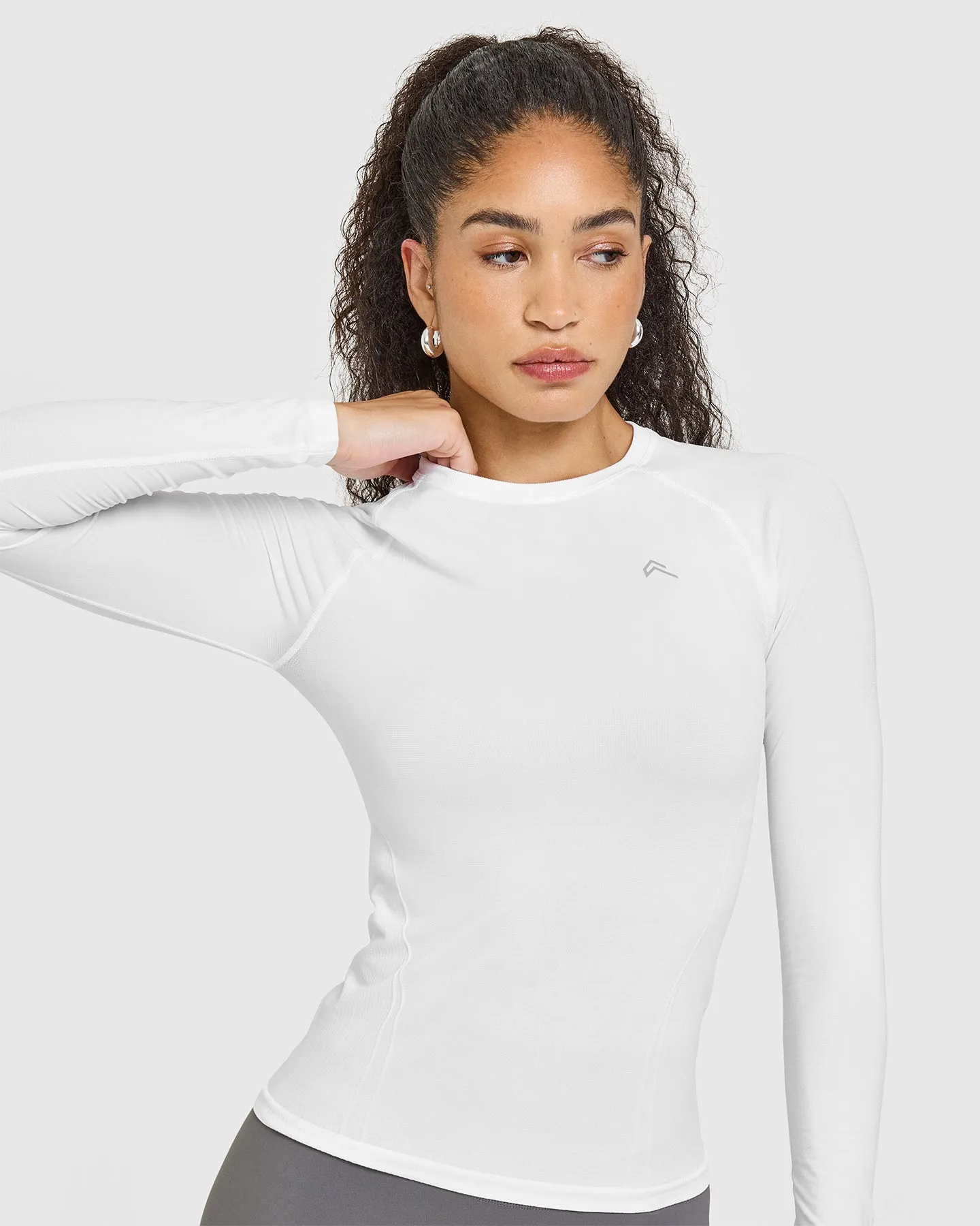 Go To Seamless Fitted Long Sleeve Top | White