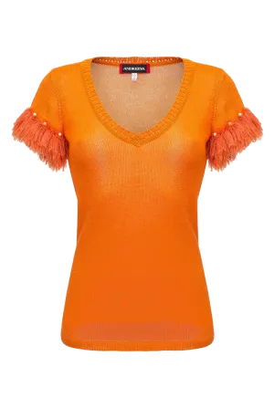 Golden Poppy Knit Pearl Top