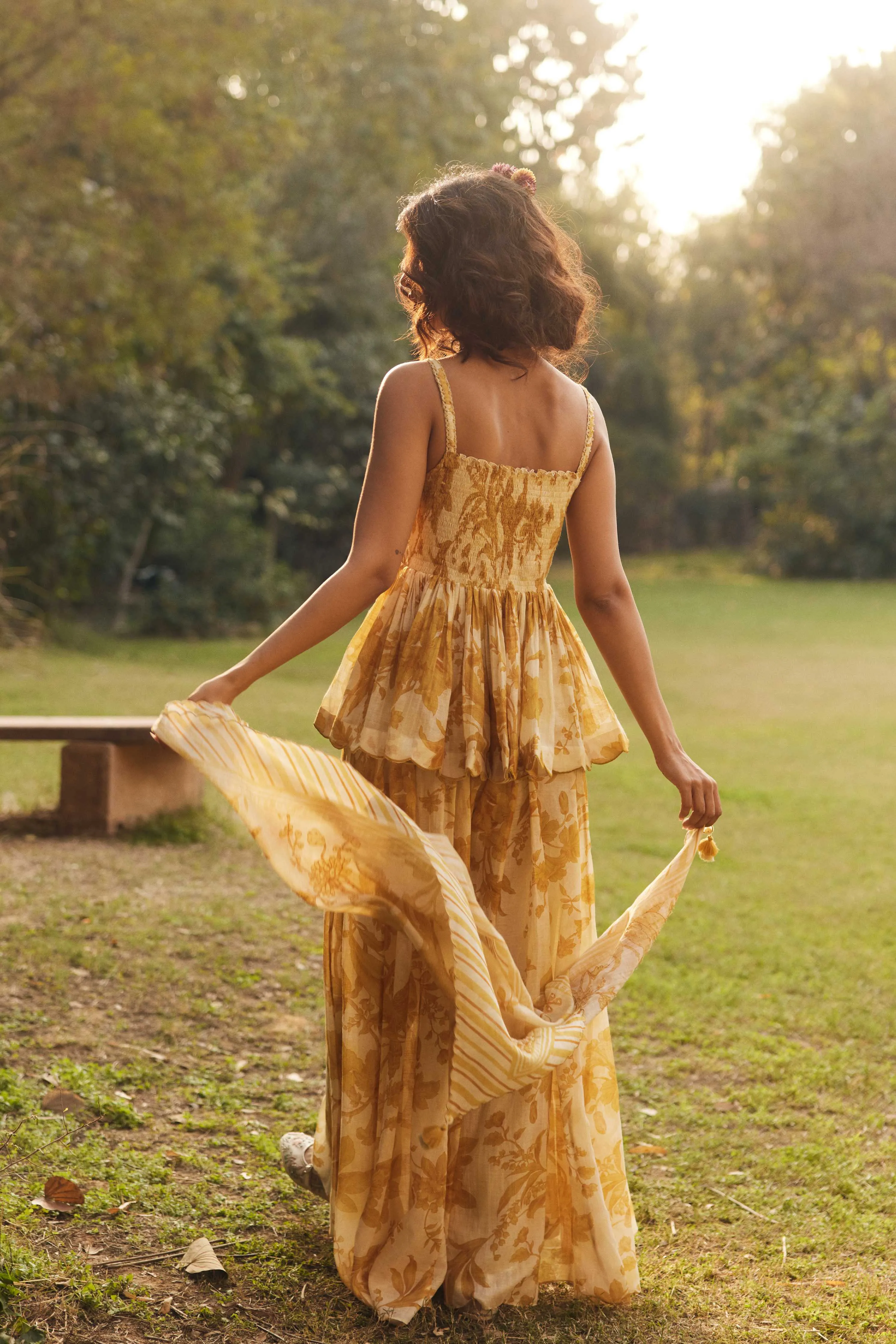 Golden Yellow Anya Peplum Set