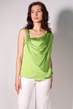 Green Sleeveless Draped Top