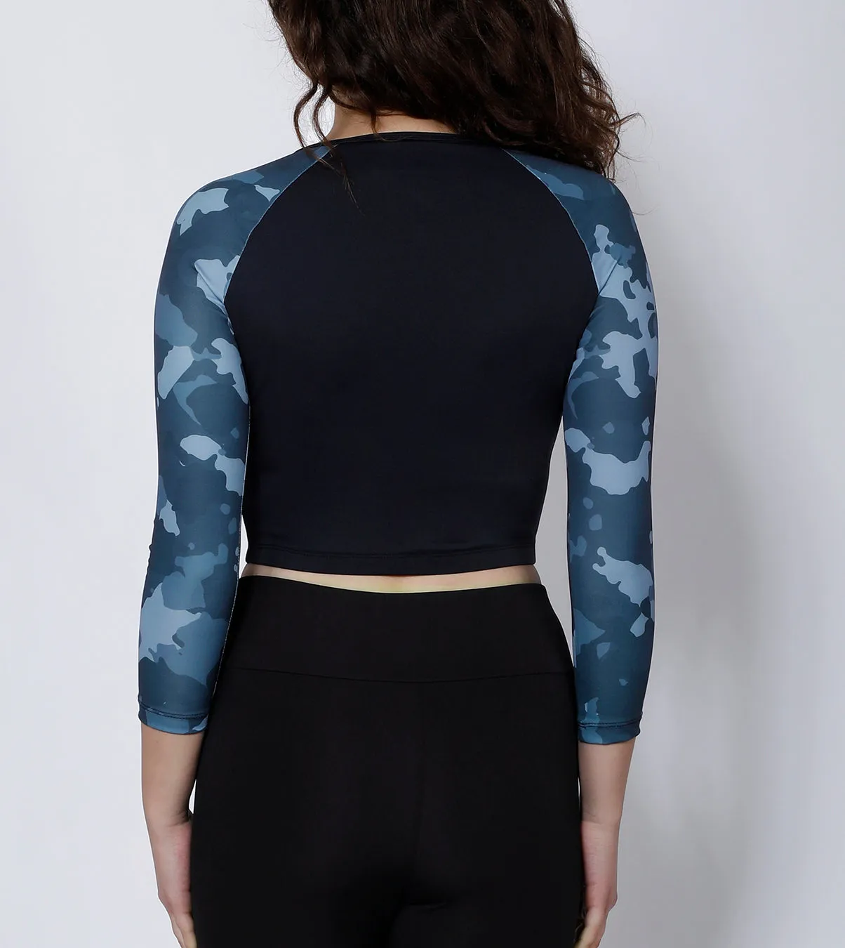 Grey Camouflage Crop Zipper