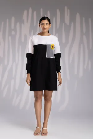 Handpainted Shift Dress - Black & White