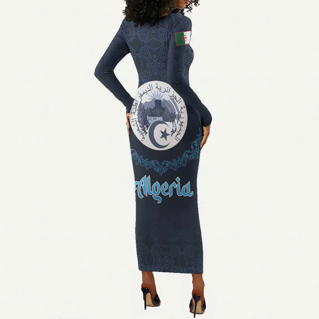 Happy Eid Al-Adha Long Sleeve Bodycon Dress Algeria Mubarak LT15