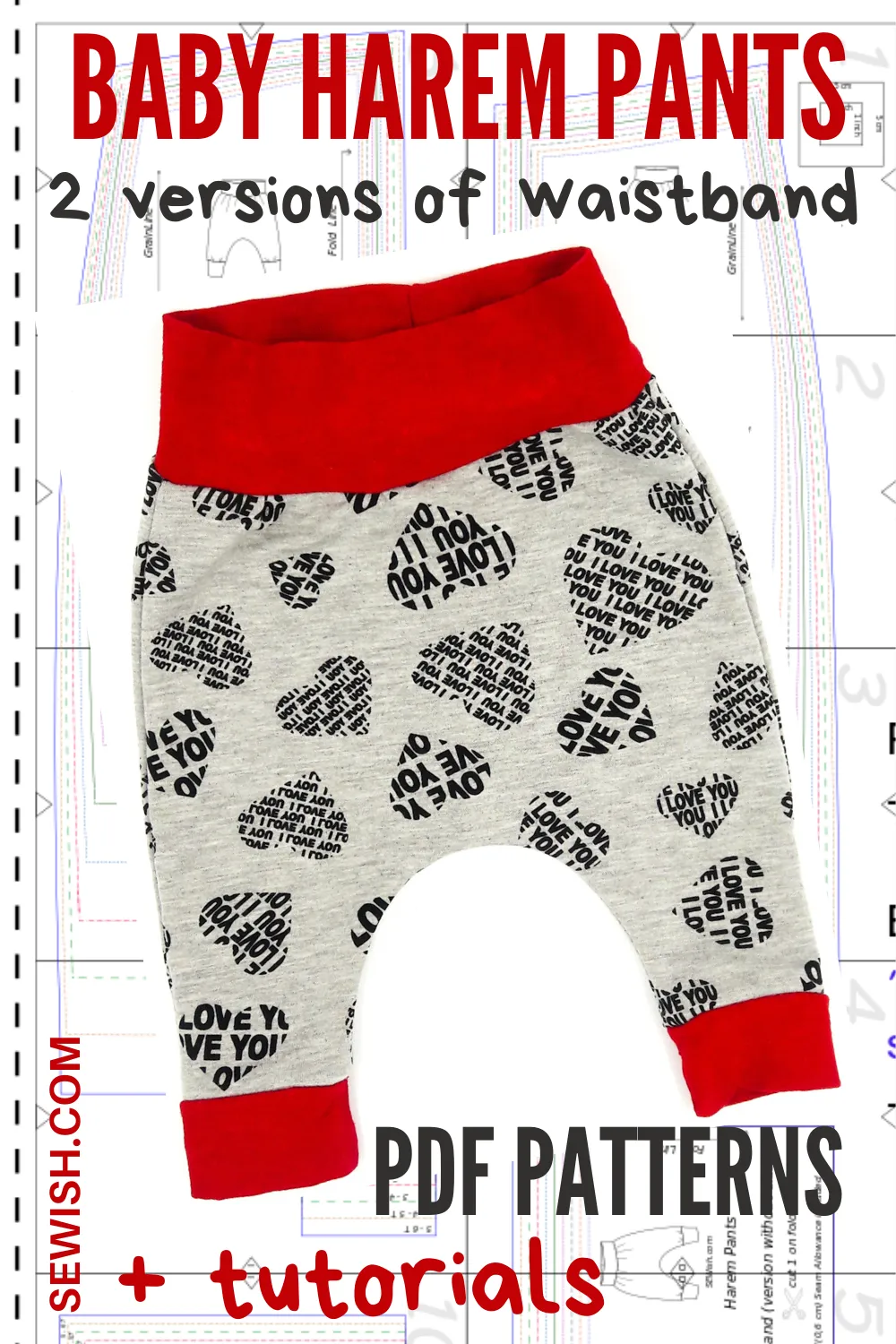 Harem Pants Baby Sewing Patterns. Sizes 0 Month-6 YEARS