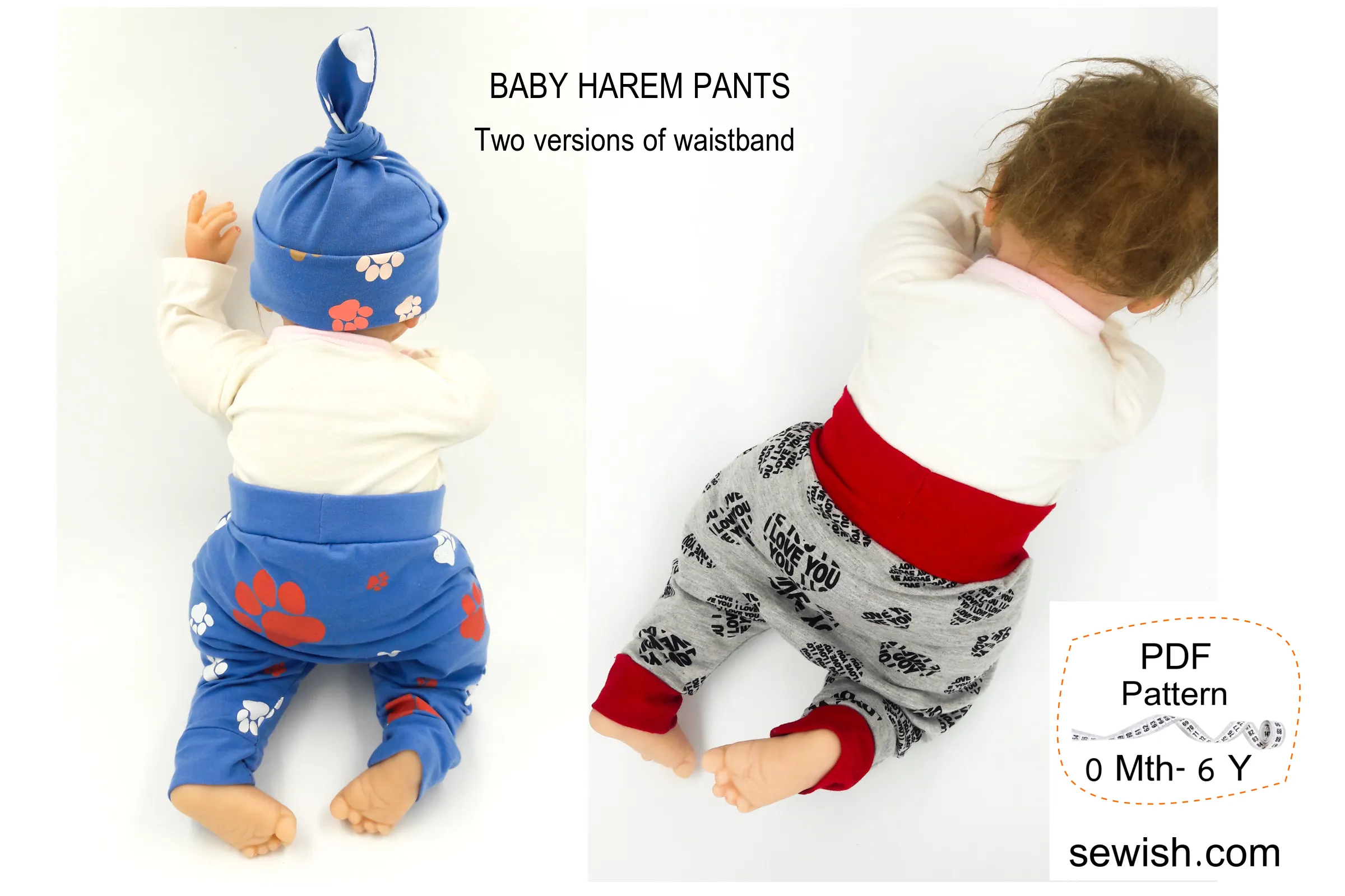 Harem Pants Baby Sewing Patterns. Sizes 0 Month-6 YEARS