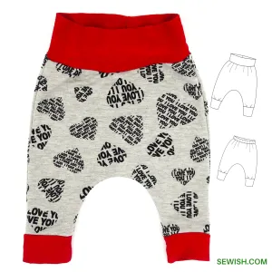 Harem Pants Baby Sewing Patterns. Sizes 0 Month-6 YEARS