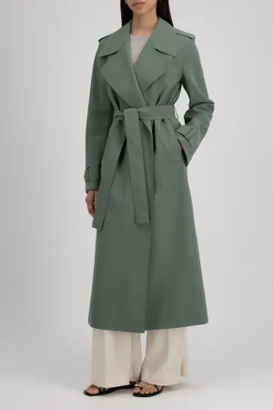 Harris Wharf London Long Trench Scuba - Sage Green