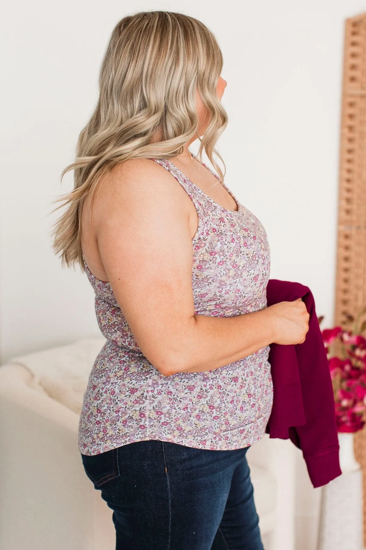 Here & There Floral Tank Top- Light Blue & Lavender