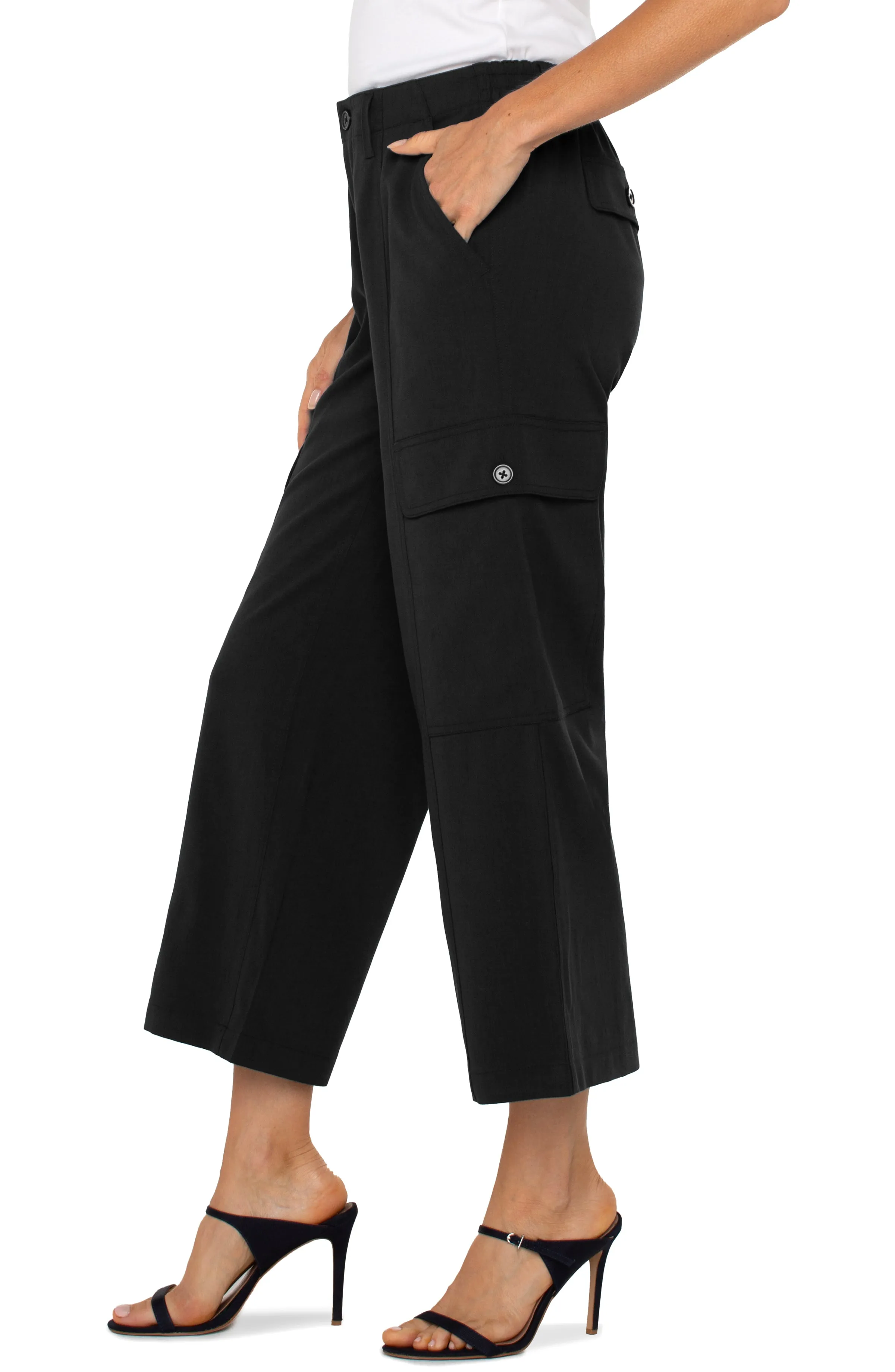 Hi-rise Cargo Crop Straight | Black