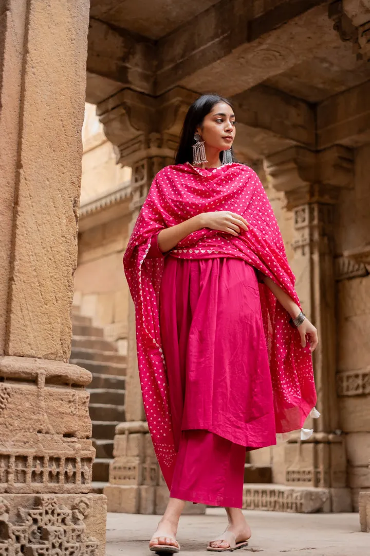 Hibiscus pink Kurta set