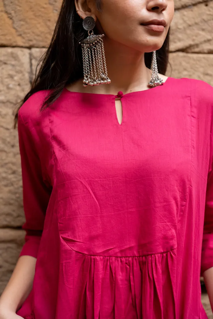 Hibiscus pink Kurta set