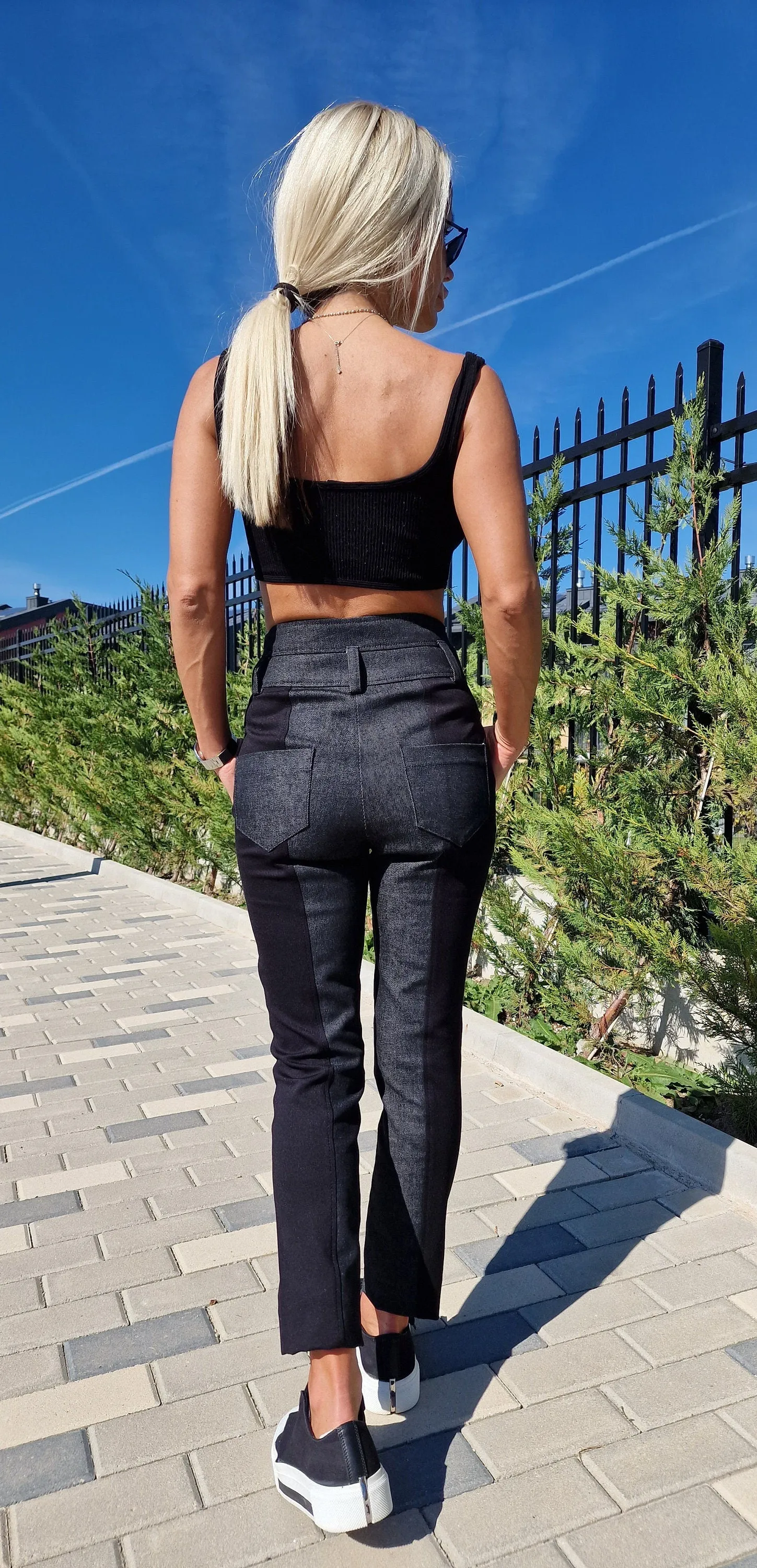 High Waist Trousers, Trapped Pants, Slim Fitted Pants, Denim Pants, Extravagant Trousers, Avant-garde Pants, Designer Pants