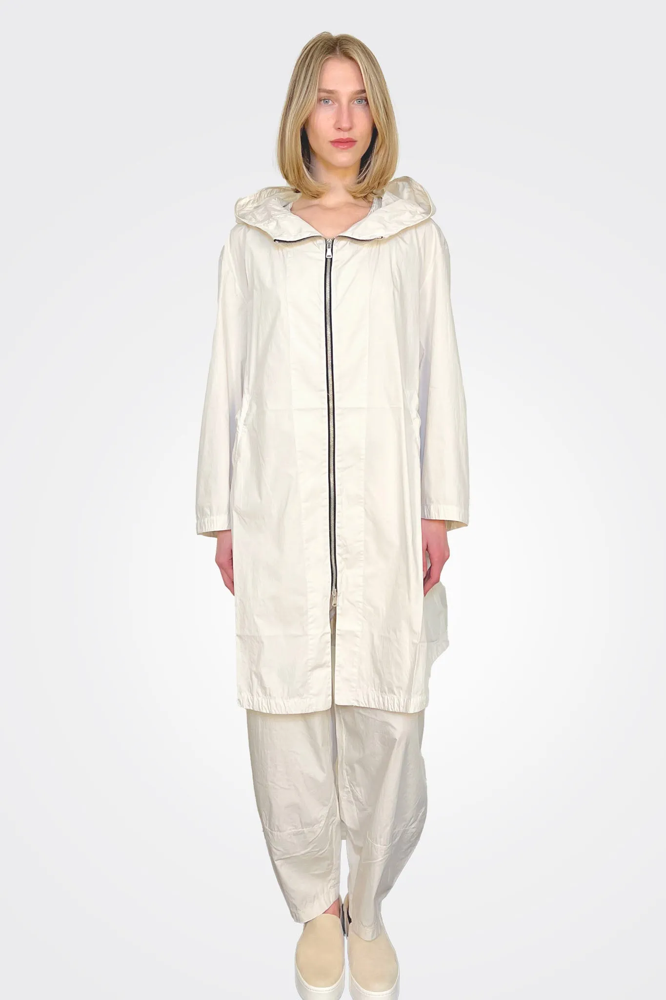 Hooded Midi Trench Coat - Milk