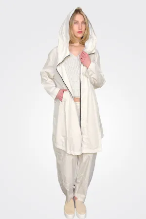 Hooded Midi Trench Coat - Milk