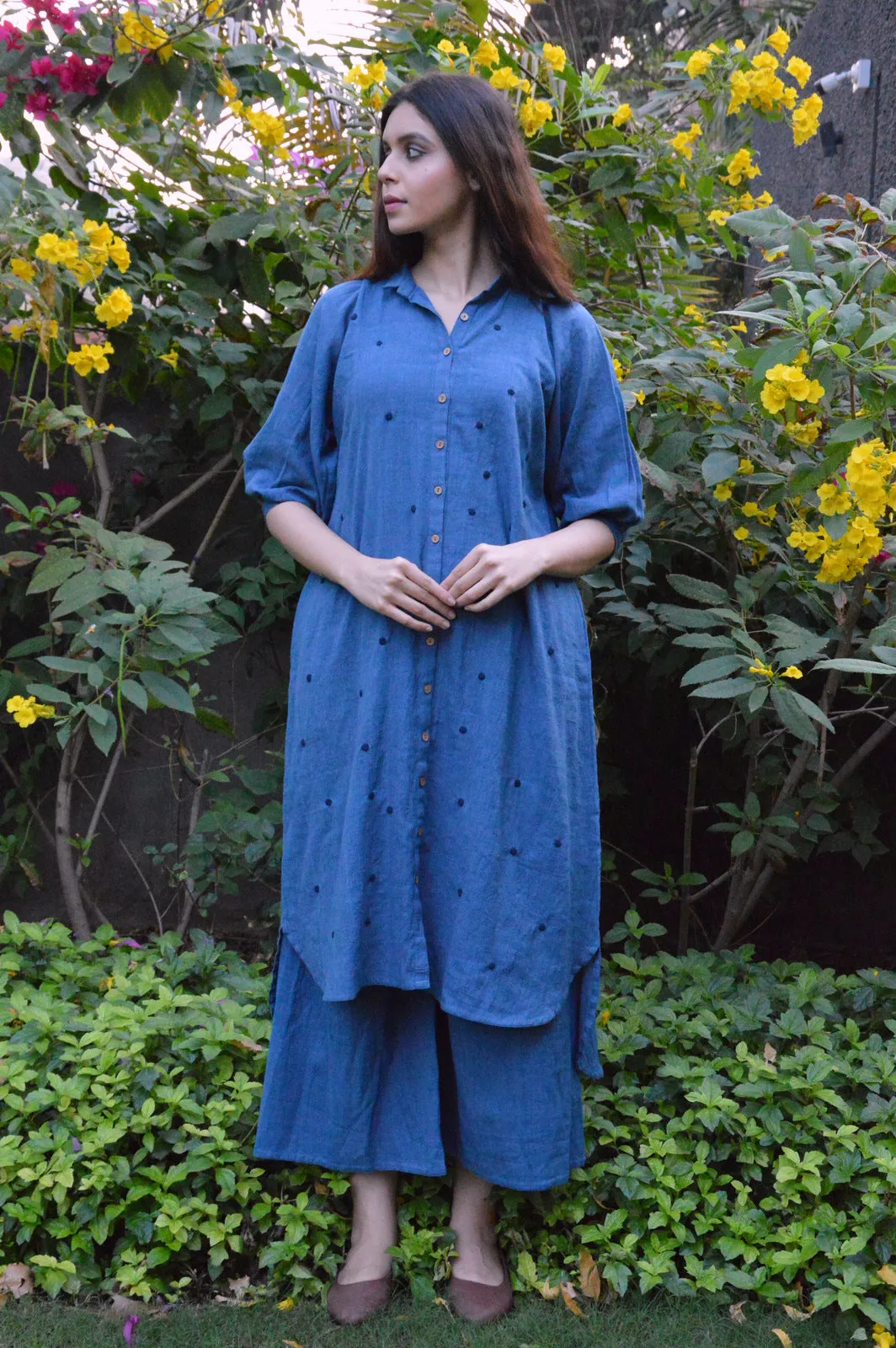 Indigo Applique Tunic and Pants Set