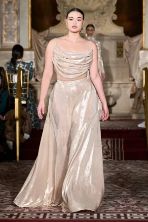 Iridescent Champagne Draped Top