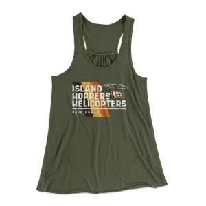 Island Hoppers Helicopters Women's Flowey Racerback Tank Top
