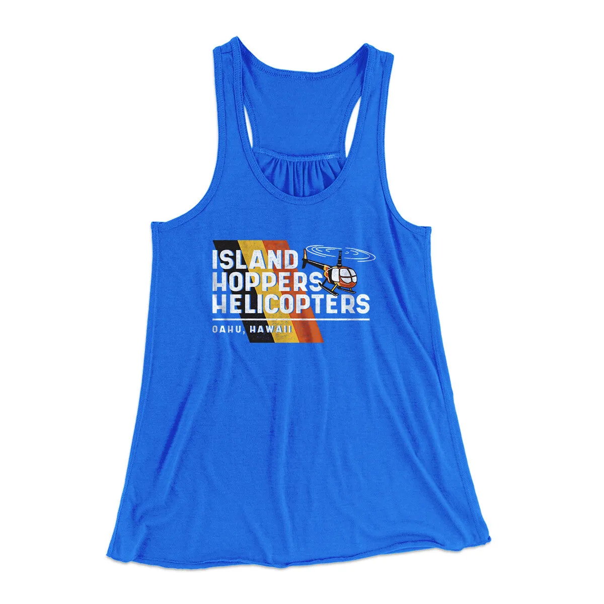 Island Hoppers Helicopters Women's Flowey Racerback Tank Top