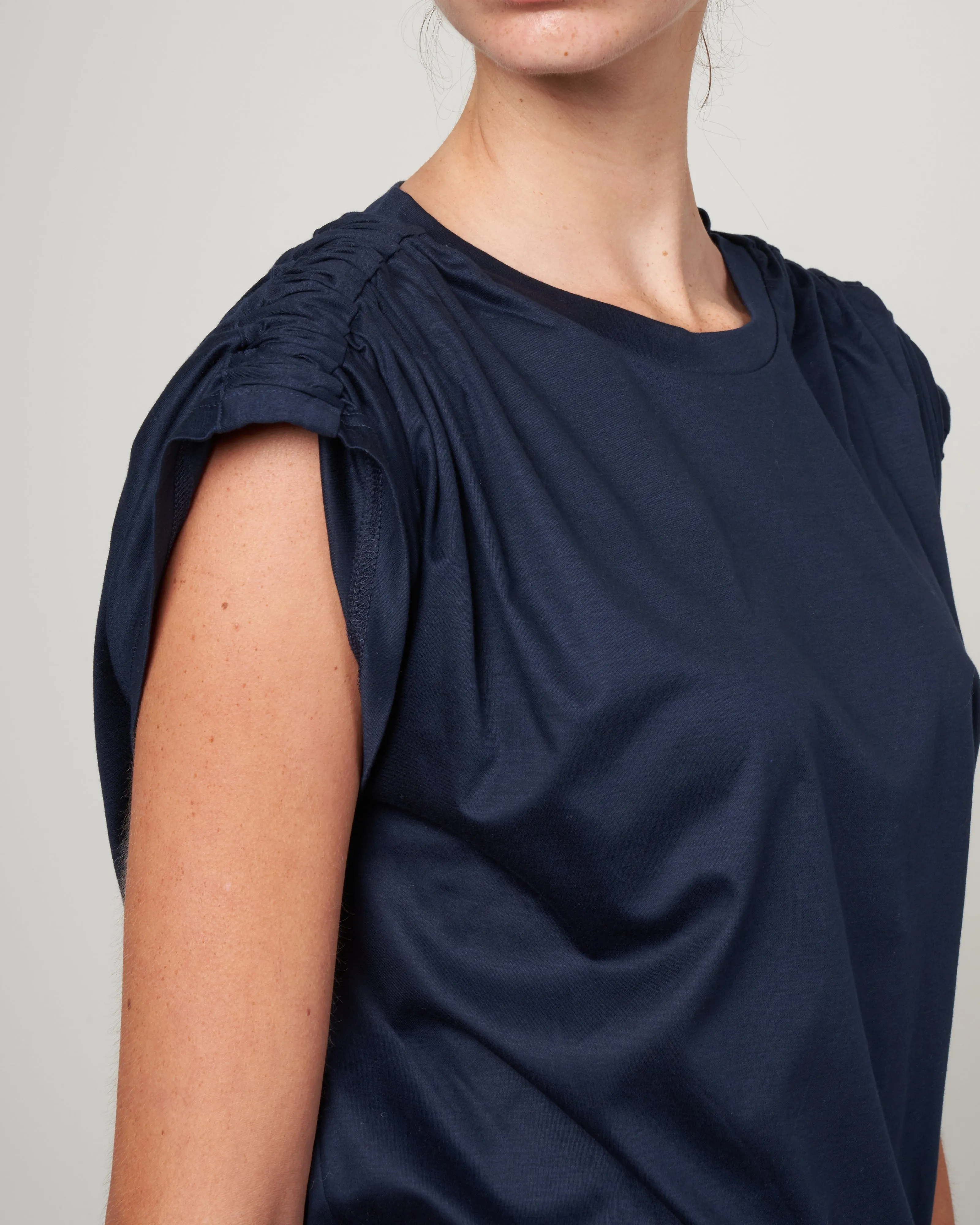 jersey ruched muscle tank eco jersey - ink jet