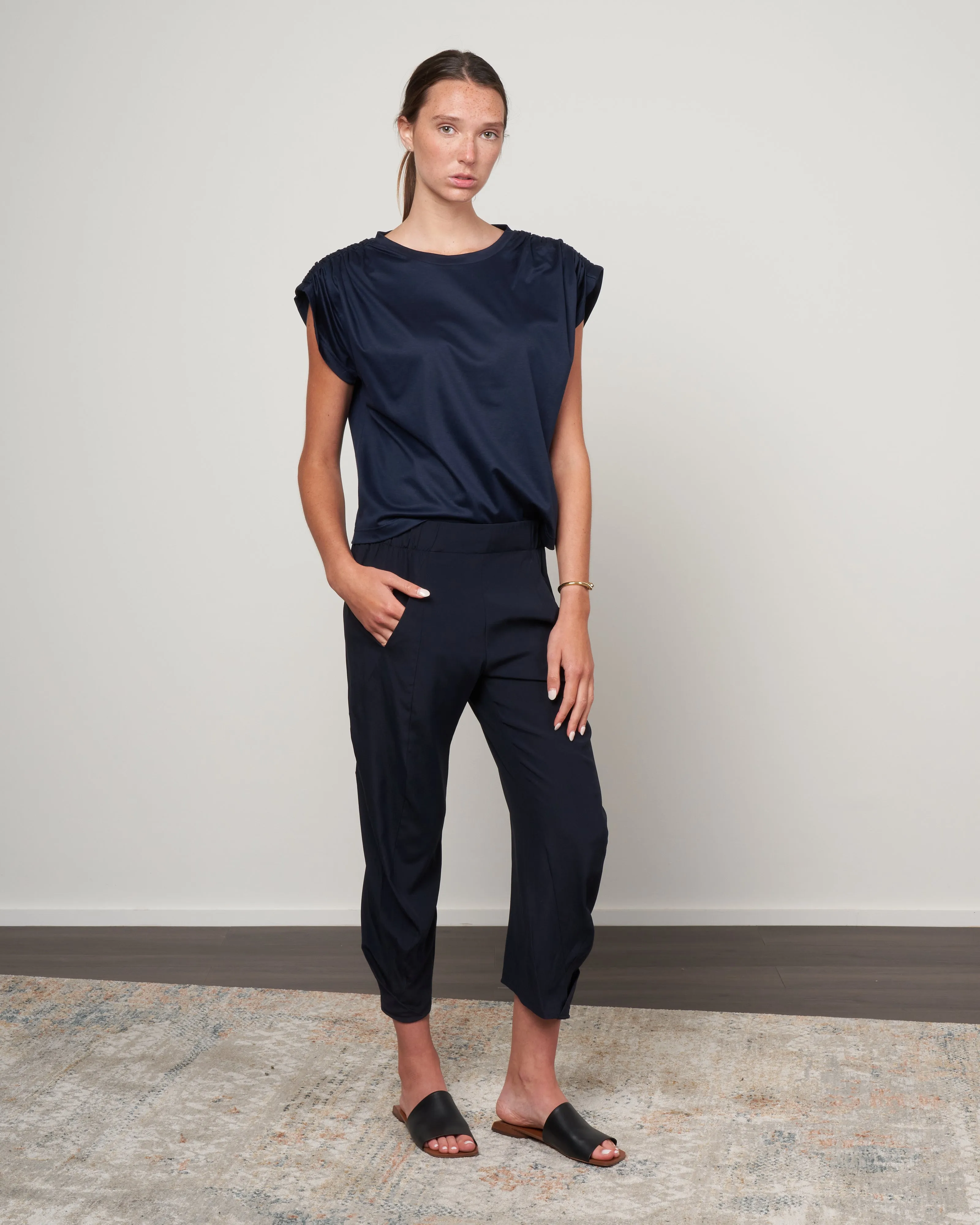 jersey ruched muscle tank eco jersey - ink jet