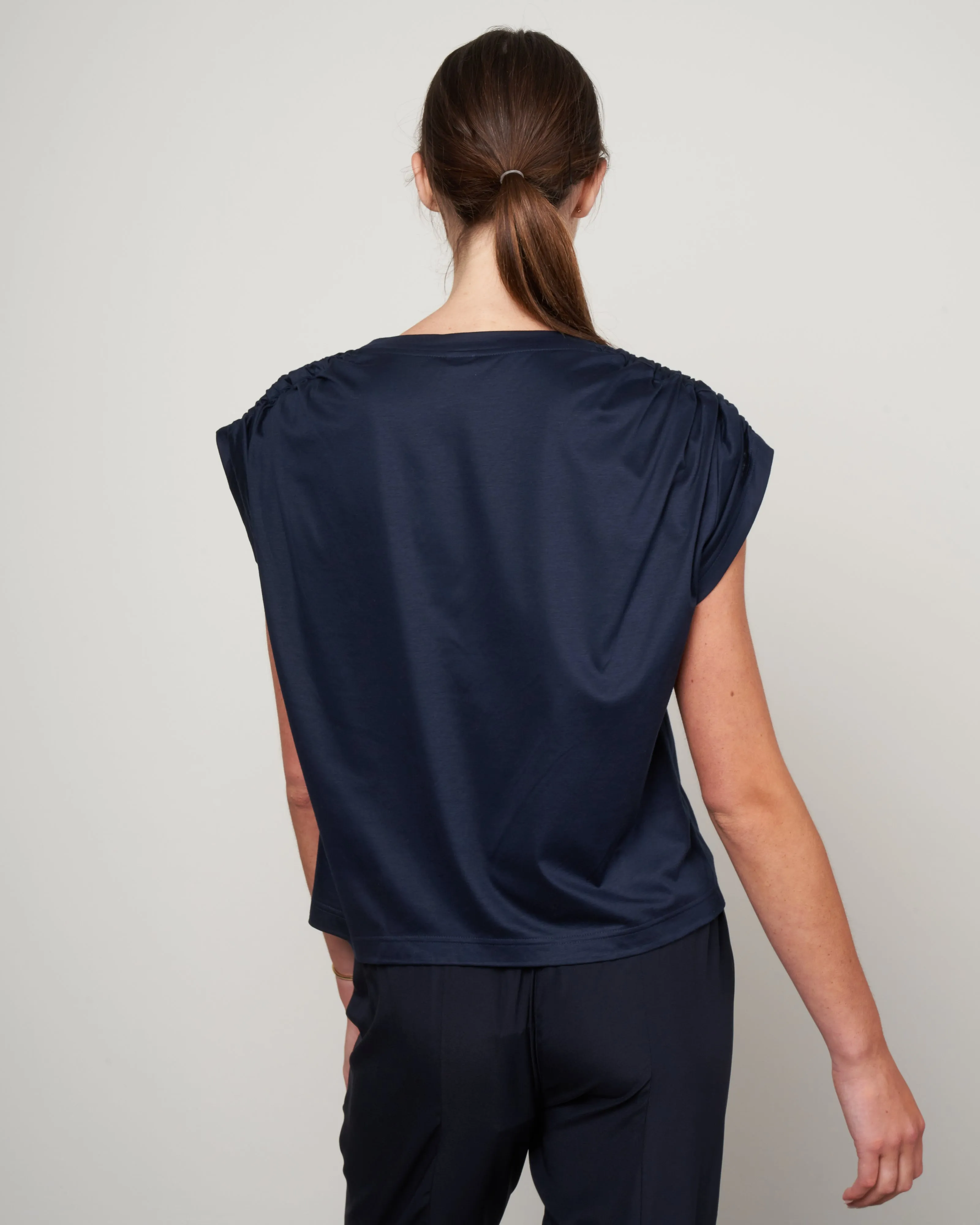 jersey ruched muscle tank eco jersey - ink jet