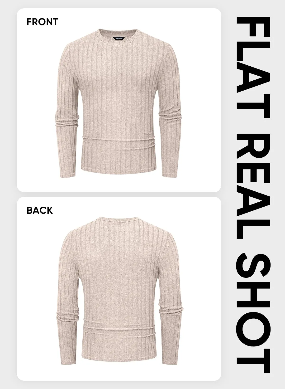 JMIERR Mens Casual Long Sleeve Lightweight T-Shirt Slim Fit Knit Crew Neck Stretch Ribbed Undershirts for Men