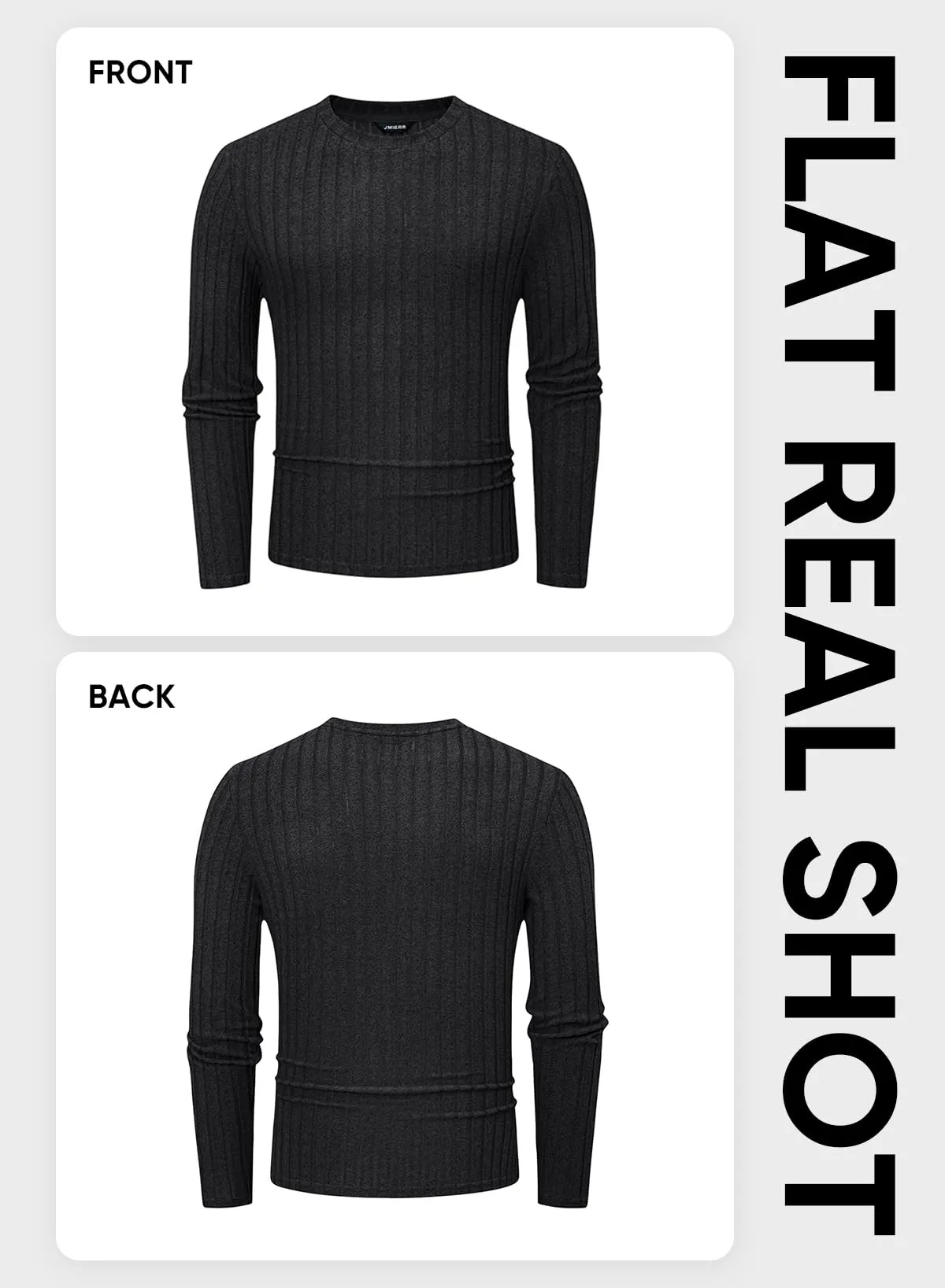 JMIERR Mens Casual Long Sleeve Lightweight T-Shirt Slim Fit Knit Crew Neck Stretch Ribbed Undershirts for Men