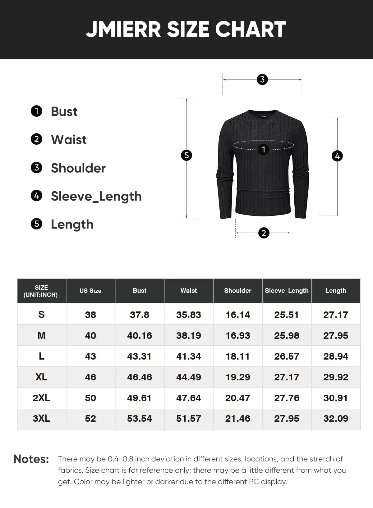 JMIERR Mens Casual Long Sleeve Lightweight T-Shirt Slim Fit Knit Crew Neck Stretch Ribbed Undershirts for Men