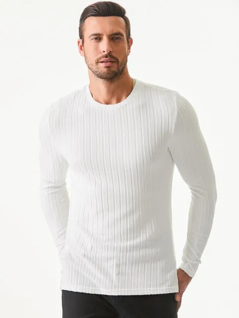JMIERR Mens Casual Long Sleeve Lightweight T-Shirt Slim Fit Knit Crew Neck Stretch Ribbed Undershirts for Men
