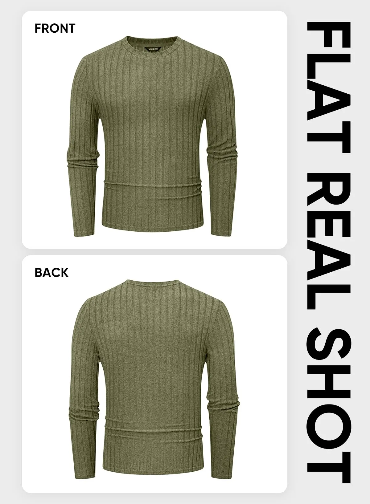 JMIERR Mens Casual Long Sleeve Lightweight T-Shirt Slim Fit Knit Crew Neck Stretch Ribbed Undershirts for Men