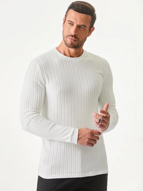 JMIERR Mens Casual Long Sleeve Lightweight T-Shirt Slim Fit Knit Crew Neck Stretch Ribbed Undershirts for Men
