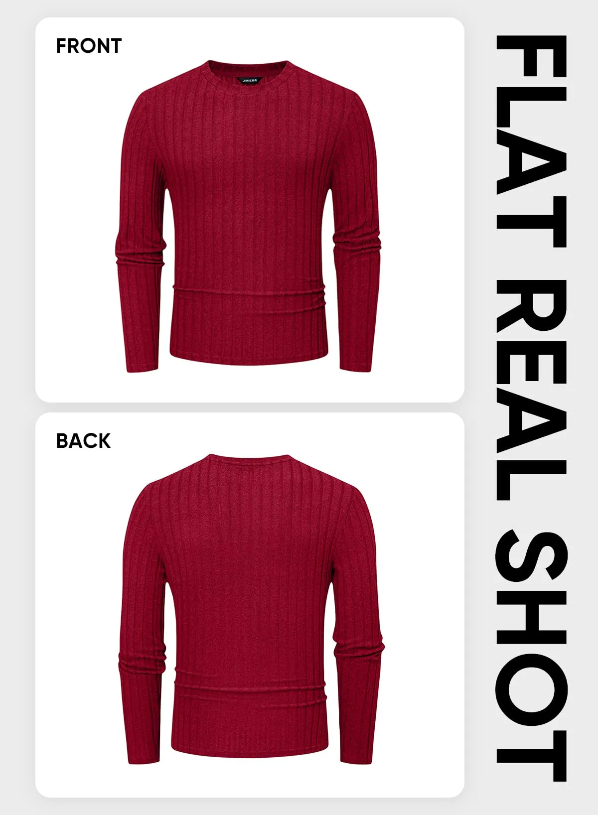 JMIERR Mens Casual Long Sleeve Lightweight T-Shirt Slim Fit Knit Crew Neck Stretch Ribbed Undershirts for Men