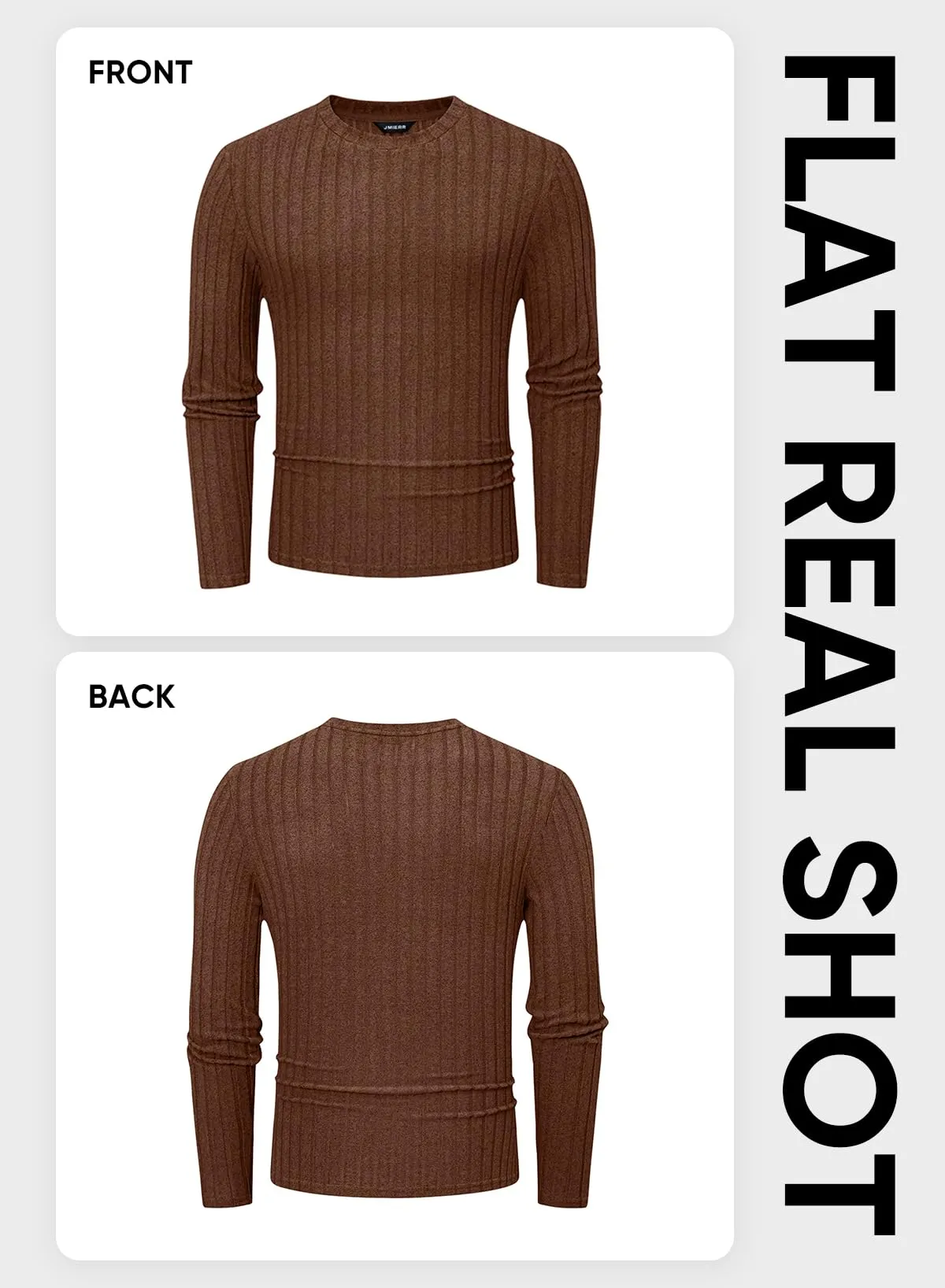 JMIERR Mens Casual Long Sleeve Lightweight T-Shirt Slim Fit Knit Crew Neck Stretch Ribbed Undershirts for Men