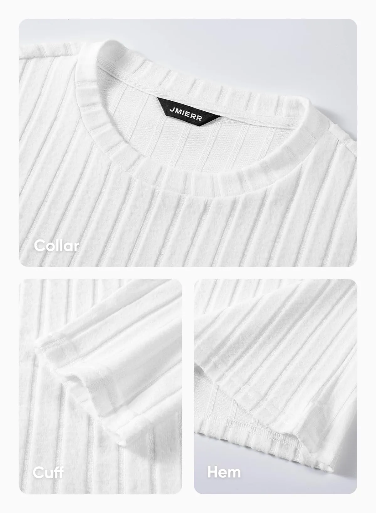 JMIERR Mens Casual Long Sleeve Lightweight T-Shirt Slim Fit Knit Crew Neck Stretch Ribbed Undershirts for Men