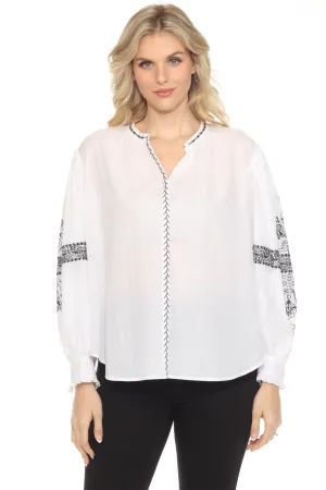 Johnny Was Jade White Irenie Kivi Blouse L18324