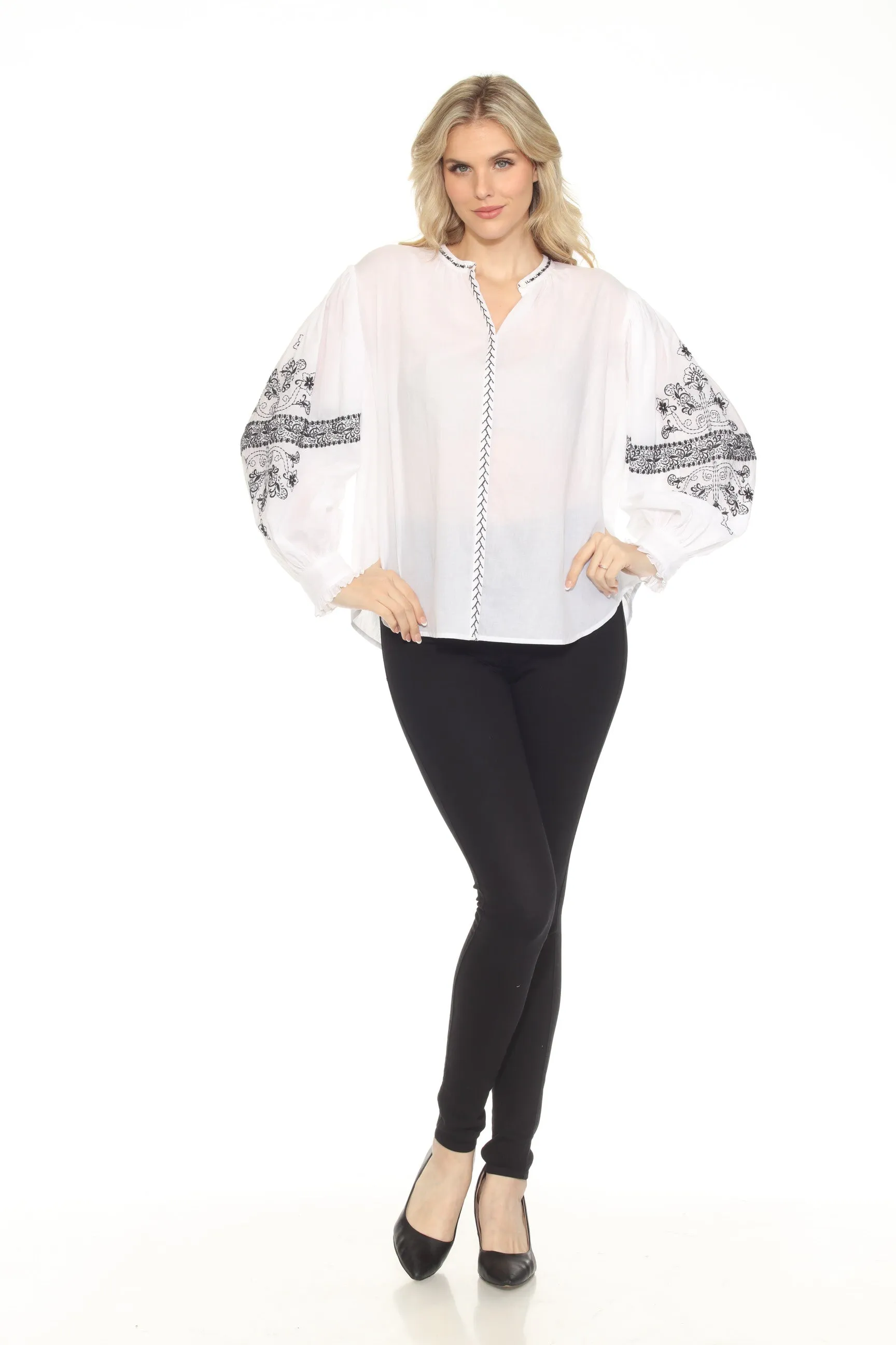 Johnny Was Jade White Irenie Kivi Blouse L18324
