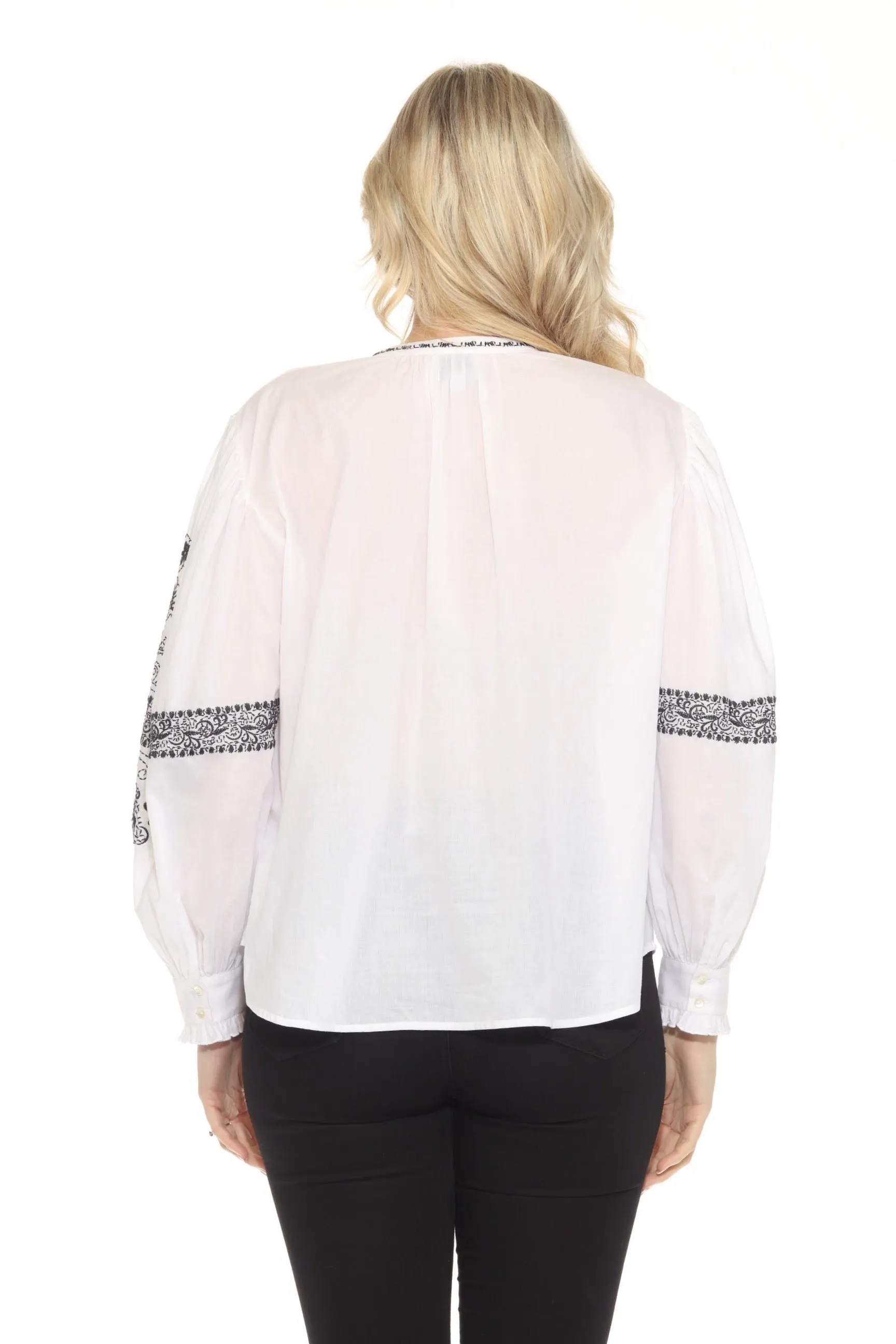 Johnny Was Jade White Irenie Kivi Blouse L18324