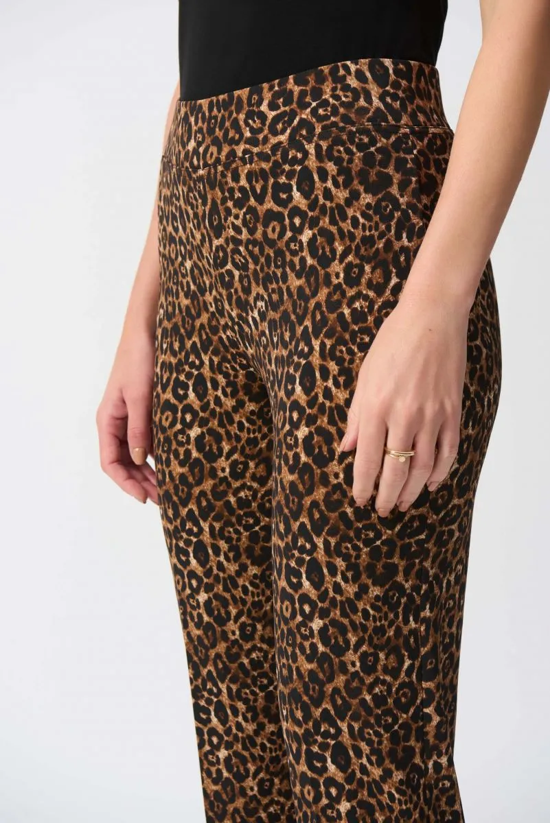 Joseph Ribkoff Beige/Black Animal Print Pull-On Cropped Pants 244257