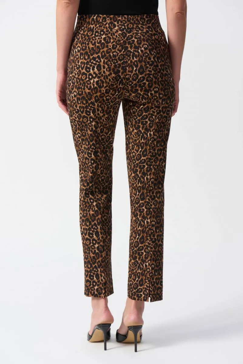 Joseph Ribkoff Beige/Black Animal Print Pull-On Cropped Pants 244257