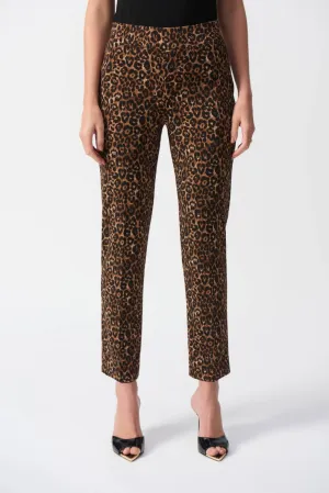 Joseph Ribkoff Beige/Black Animal Print Pull-On Cropped Pants 244257