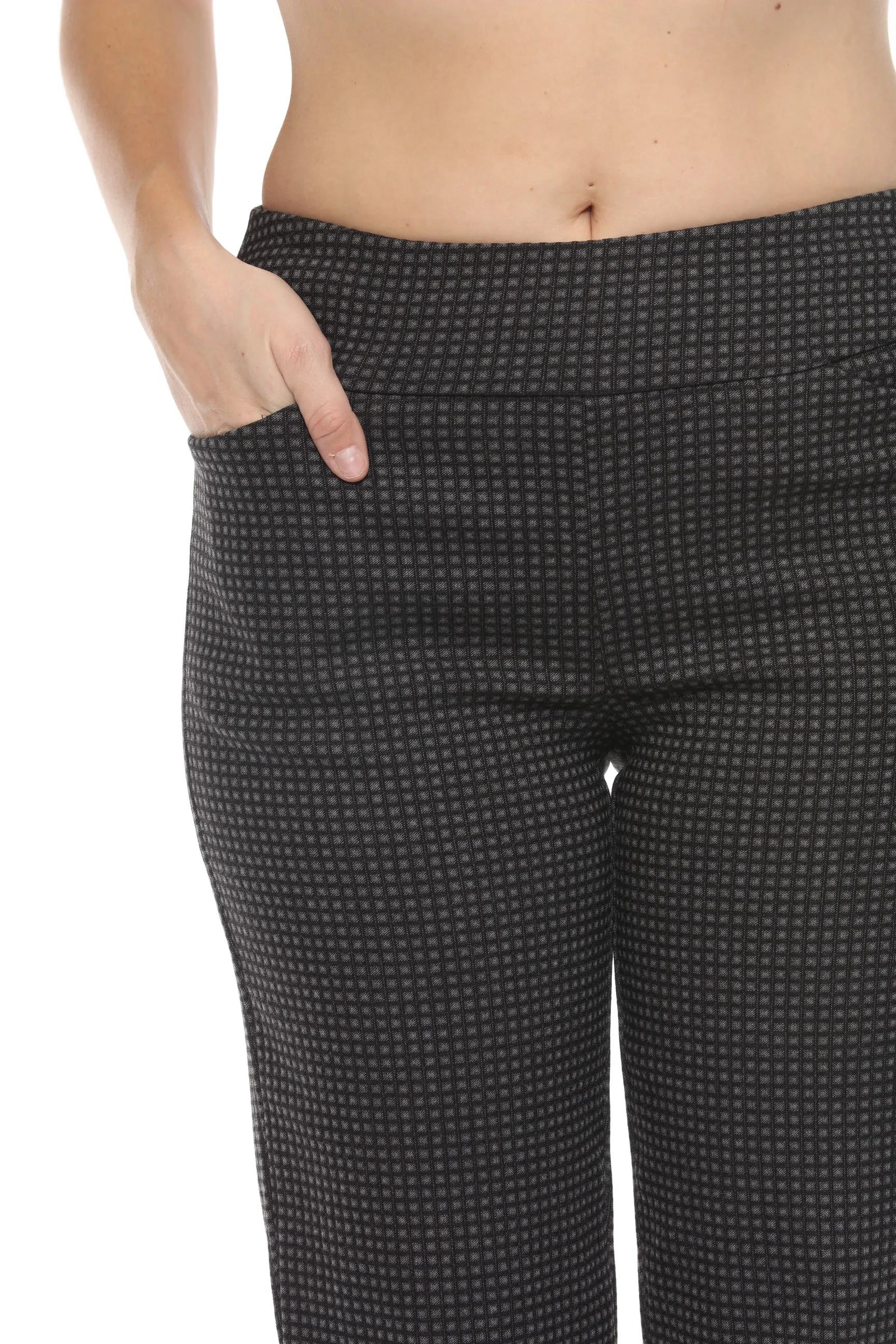 Joseph Ribkoff Black/Grey Check Pull On Roll Up Cropped Pants 243262