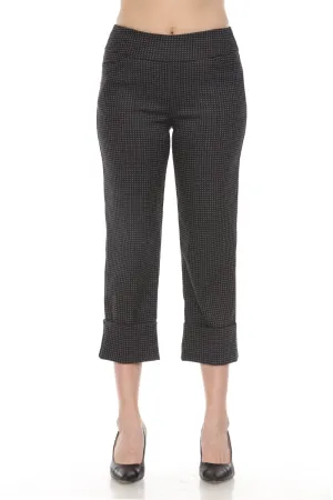 Joseph Ribkoff Black/Grey Check Pull On Roll Up Cropped Pants 243262