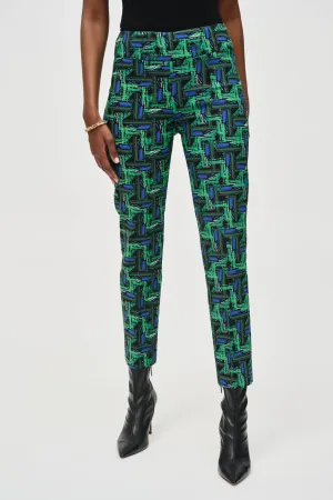 Joseph Ribkoff Multi Abstract Print Slim Cropped Pants 243140