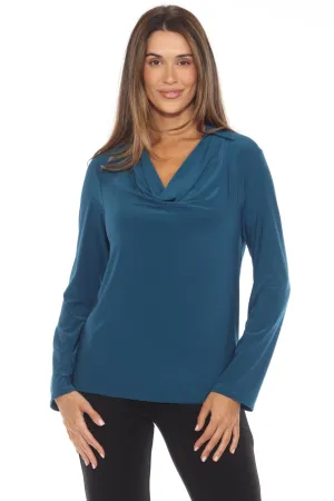 Joseph Ribkoff Twilight Draped Cowl Neck Long Sleeve Top 244226