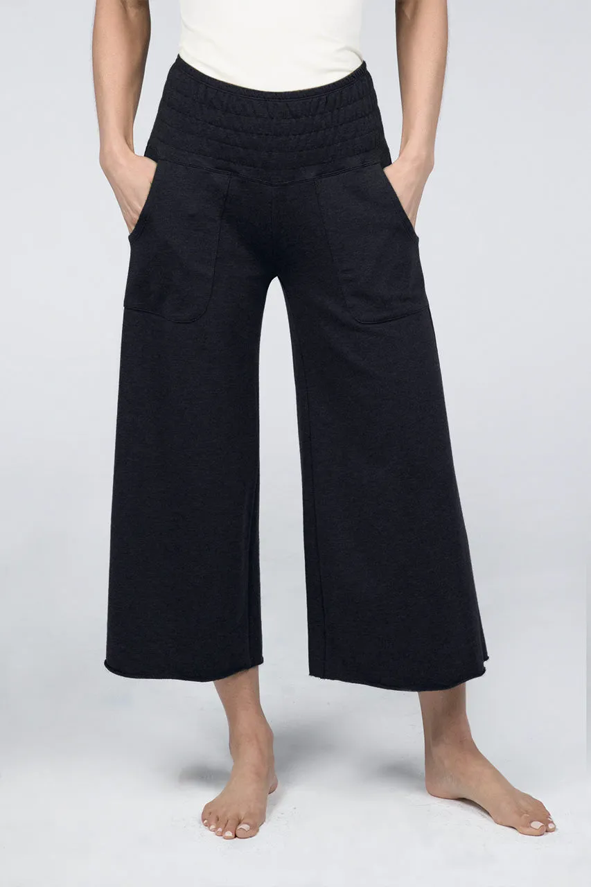 KIRAGRACE COZY BOHO CROP YOGA PANT: BLACK