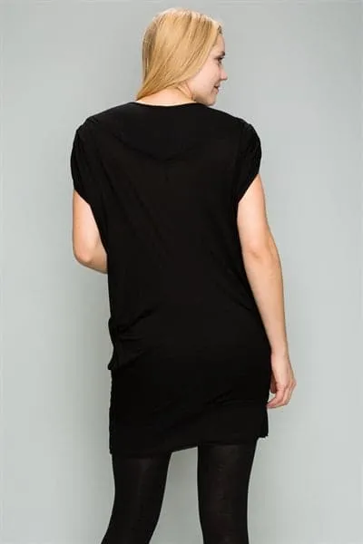 Knit Zipper Front Tunic Dress Black - Pack of 6