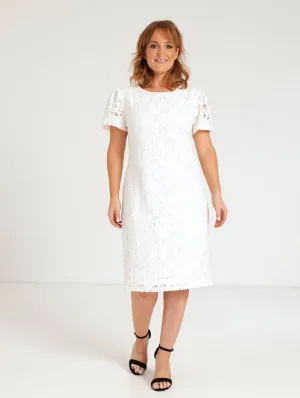 Lace Shift Dress - White